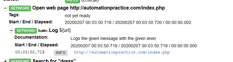 Robot log includes the variable value